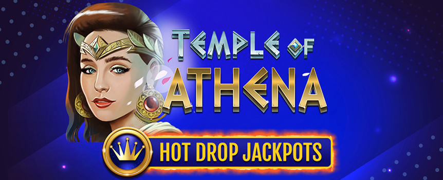 Check out the amazing Temple of Athena online slot at Joe Fortune, a game with exciting Hot Drop Jackpots, meaning a jackpot drops at least once an hour.