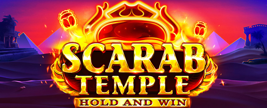 



Ancient Egypt is well known for its tombs and temples full of buried treasures and now you have the chance to get your hands on some of this wealth courtesy of Scarab Temple. This 3 Row, 5 Reel, 25 Payline pokie will have you spinning through Playing Card Symbols Jack, Queen, King and Ace as well as Egyptian style Symbols such as Golden Pharaoh Masks, Pyramids, Isis, and Horus as well, of course, as the namesake of the game, the bright red Scarab Beetles!

