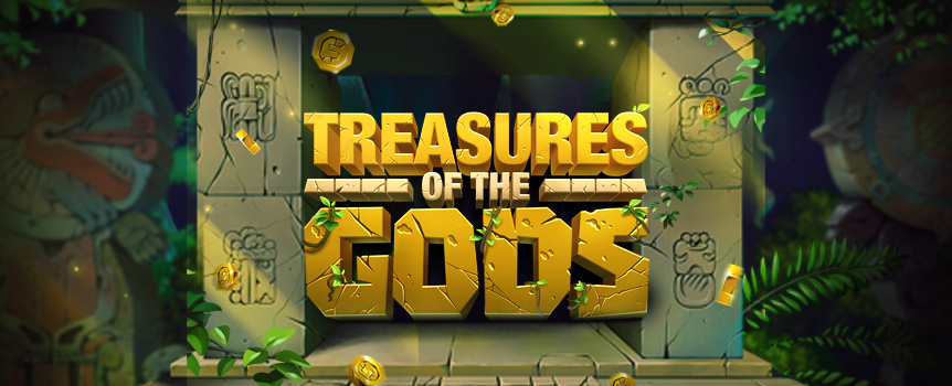Play Treasures of the Gods today for your chance to Score yourself Gigantic Cash Prizes up to 3,932.16x your stake
